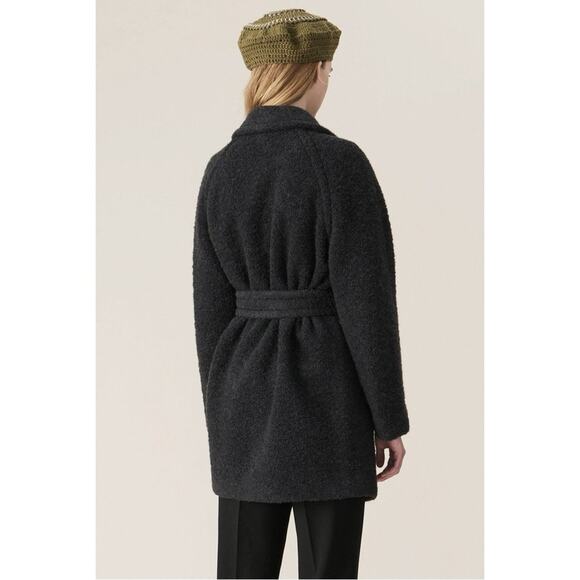 GANNI Boucle Wool Blend Wrap Coat - Picture 2 of 12